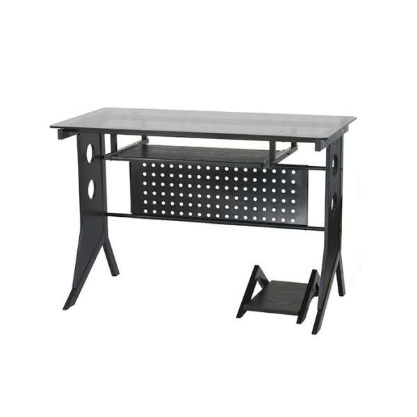 XTECH COMPUTER DESK BLACK W/TEMPERED GLASS TOP | CT-1211 - Image 