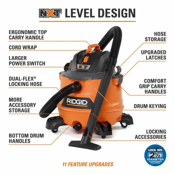 RIDGID 14 GAL 6HP WET DRY VACUUM | HD1400 - Image 