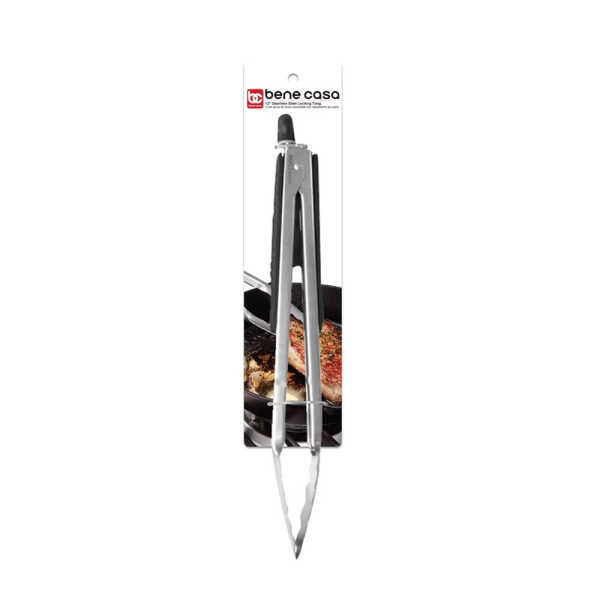 BENE CASA CLASSICS 12" STAINLESS STEEL W/ LOOP TONGS | BC40242 - Image 