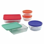 PYREX 10 PIECE GLASS STORAGE SET WITH PLASTIC COVERS | 1091198 - Image 