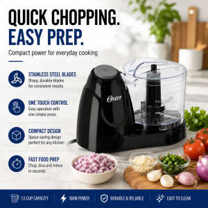 OSTER 1.5CUP MINI CHOPPER | FPSTFP3322-013 - Image 