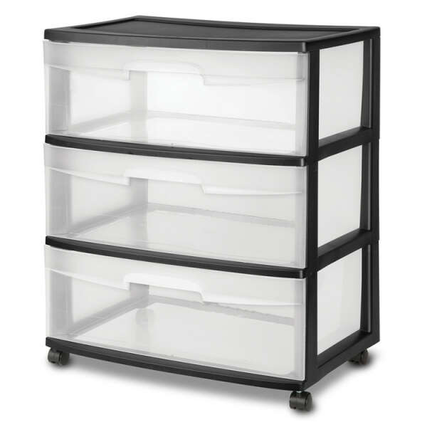 STERILITE WIDE 3 DRAWER CART BLACK FRAME | 29309001 - Image 1