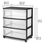 STERILITE WIDE 3 DRAWER CART BLACK FRAME | 29309001 - Image 