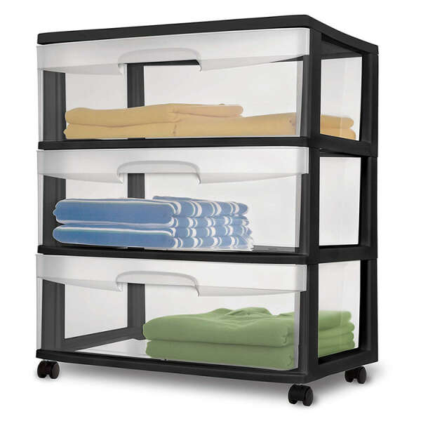 STERILITE WIDE 3 DRAWER CART BLACK FRAME | 29309001 - Image 
