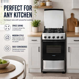 PREMIUM 4 BURNERS 20" STAINLESS STEEL FRONT GAS RANGE | PGS2006 - Image 