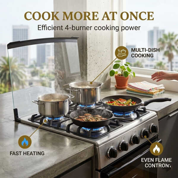 PREMIUM 4 BURNERS 20" STAINLESS STEEL FRONT GAS RANGE | PGS2006 - Image 