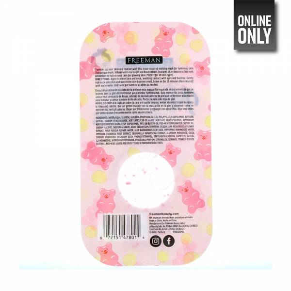FREEMAN MELTING SUGAR MOISTURIZING ROSE GUMMY BEAR FACE MASK | GLOW11284 - Image 