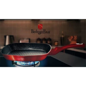 BERLINGER HAUS 28CM NON STICK GRILL PAN METALLIC BURGUNDY | BH-1271N - Image 