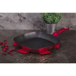 BERLINGER HAUS 28CM NON STICK GRILL PAN METALLIC BURGUNDY | BH-1271N - Image 