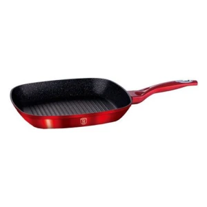 BERLINGER HAUS 28CM NON STICK GRILL PAN METALLIC BURGUNDY | BH-1271N - Image 