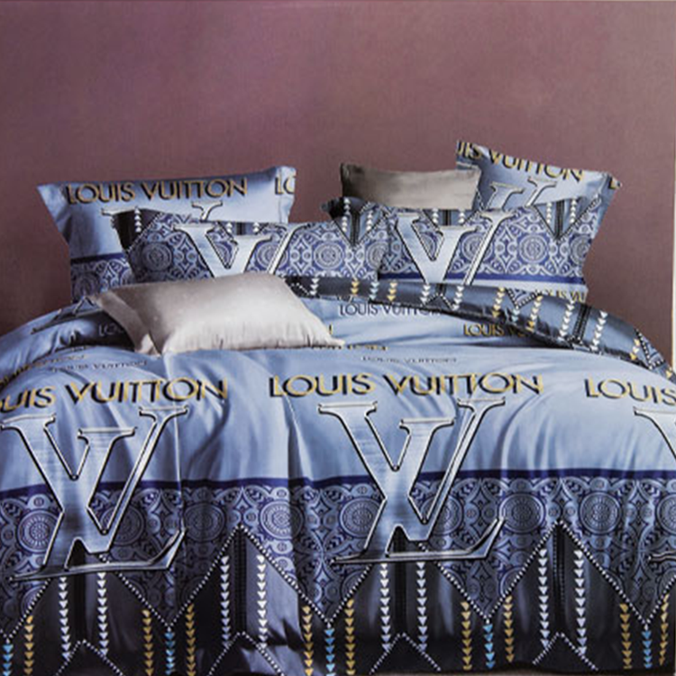 BED SHEET WITH PILLOW CASE SET LOUIS VUITTON LIGHT BLUE