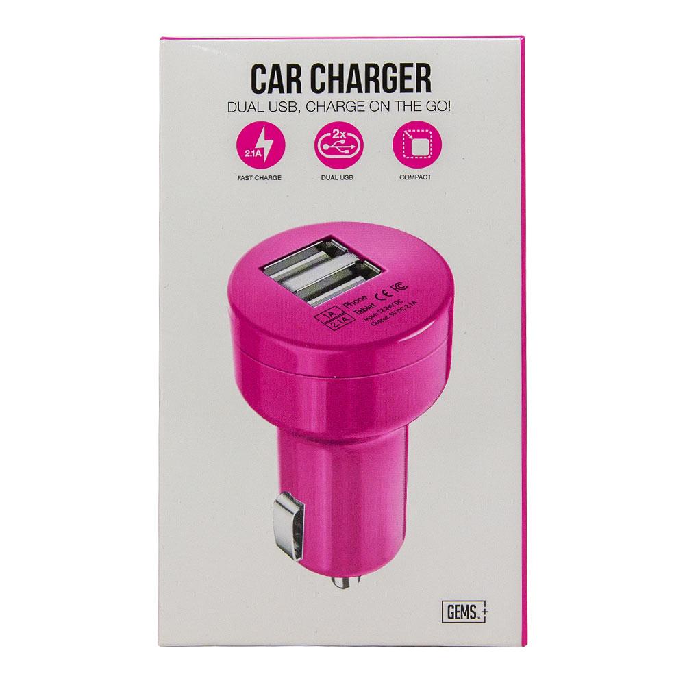 GEMS DUAL USB CHARGER PINK GEMSCAR HSDS Online