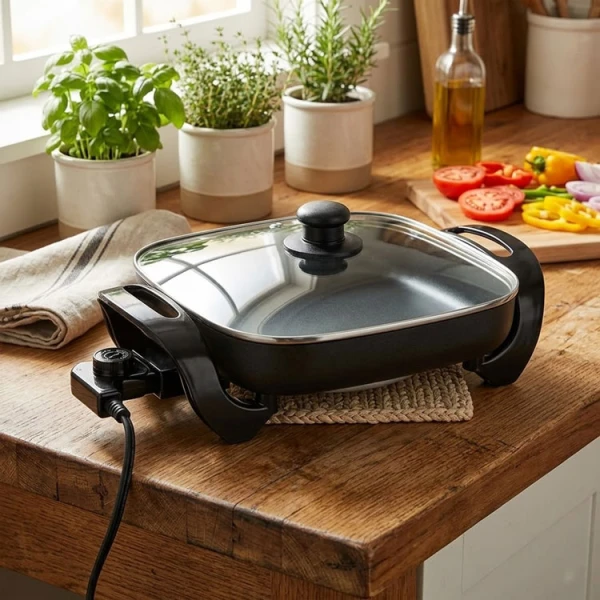 PREMIUM 12X12" ELECTRIC SKILLET 120V-1200W BLACK | PES1211 - Image 