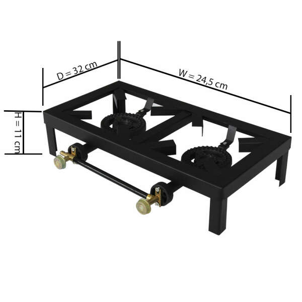 IRON GAS COOKTOP 2 BURNER BLACK | PRIMO-C421025 - Image 