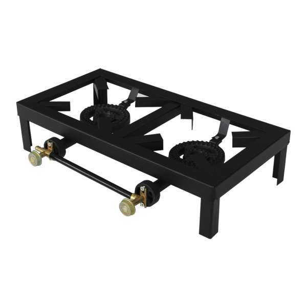 IRON GAS COOKTOP 2 BURNER BLACK | PRIMO-C421025 - Image 