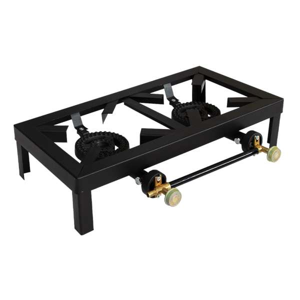 IRON GAS COOKTOP 2 BURNER BLACK | PRIMO-C421025 - Image 