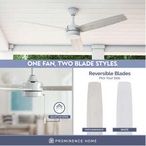 JOURNAL 52"  PULL CHAIN BRIGHT WHITE CEILING FAN | 51467
