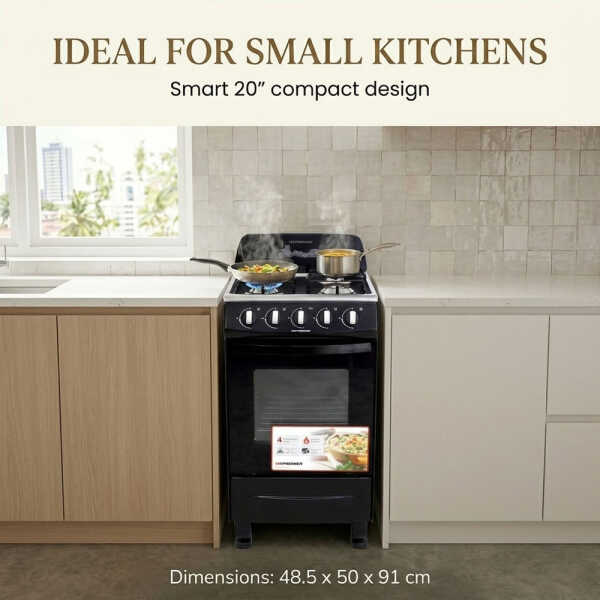 PREMIER GASRANGE 20" 4 BURNER BLACK | EF-6651NG204B - Image 