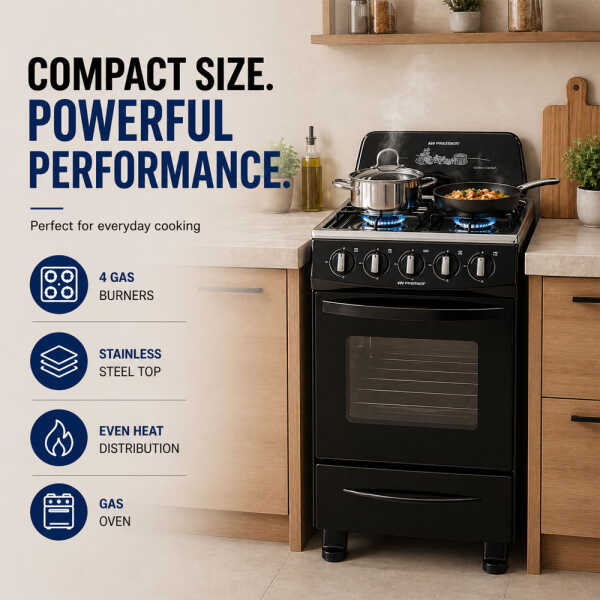 PREMIER GASRANGE 20" 4 BURNER BLACK | EF-6651NG204B - Image 