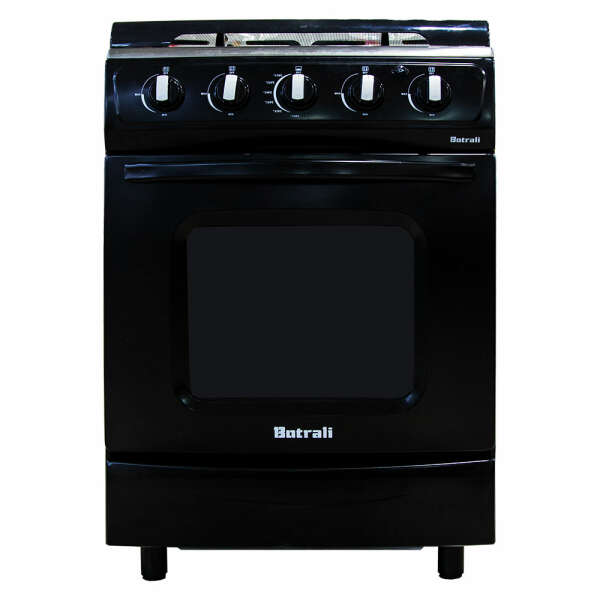 BOTRALI 4 BURNER GAS STOVE WITH LID BLACK 24'' | K60-1B - Image 