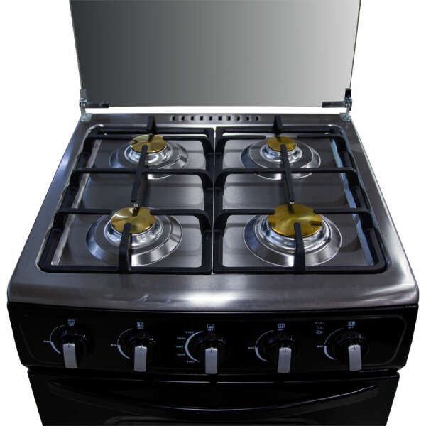 BOTRALI 4 BURNER GAS STOVE WITH LID BLACK 24'' | K60-1B - Image 