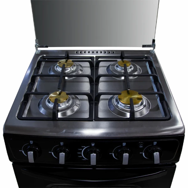 BOTRALI 4 BURNER GAS STOVE WITH LID BLACK 24'' | K60-1B - Image 