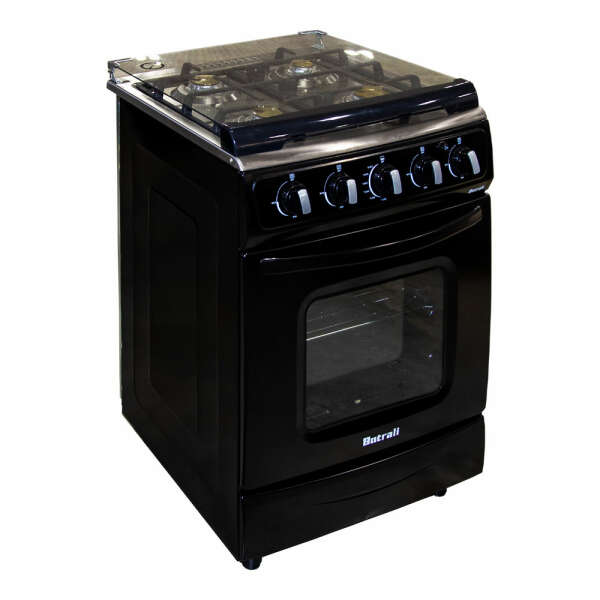 BOTRALI 4 BURNER GAS STOVE WITH LID BLACK 24'' | K60-1B - Image 