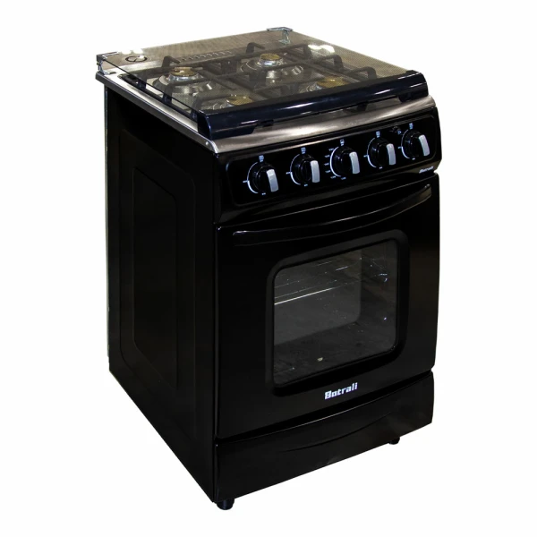 BOTRALI 4 BURNER GAS STOVE WITH LID BLACK 24'' | K60-1B - Image 