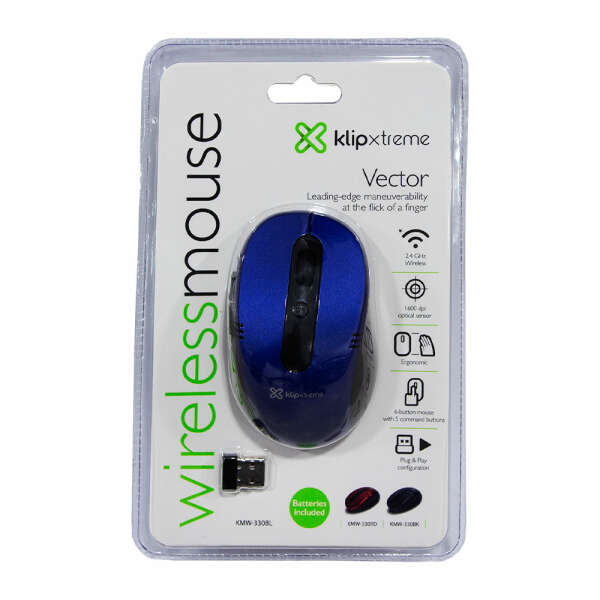 KLIP XTREME VECTOR  6-BUTTON WIRELESS OPTICAL MOUSE BLUE | KMW-330BL - Image 
