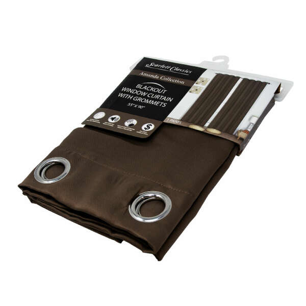 BLACKOUT WINDOW CURTAIN W/ GROMMETS BROWN | NV-886 - Image 