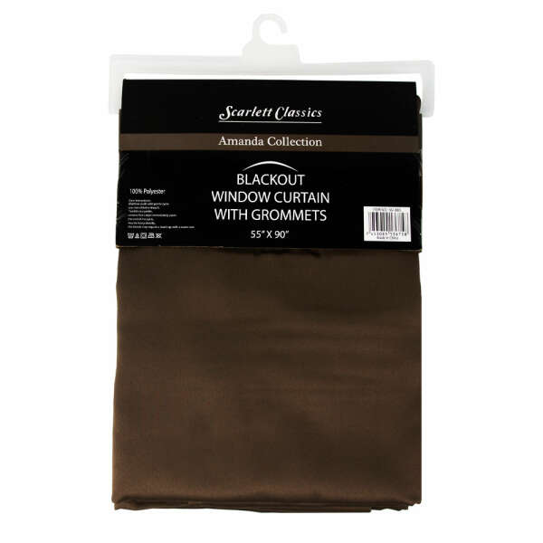 BLACKOUT WINDOW CURTAIN W/ GROMMETS BROWN | NV-886 - Image 