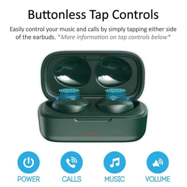 ILUV WIRELESS EARBUDS BLUETOOTH MICROPHONE IPX6 WATERPROOF MIDNIGHT GREEN | TB100MG - Image 