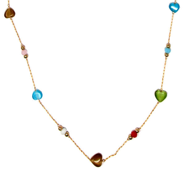 2 IN 1 CHAIN DIFFERENT COLORS CAT'S EYES STONES | 81203 - Image 1