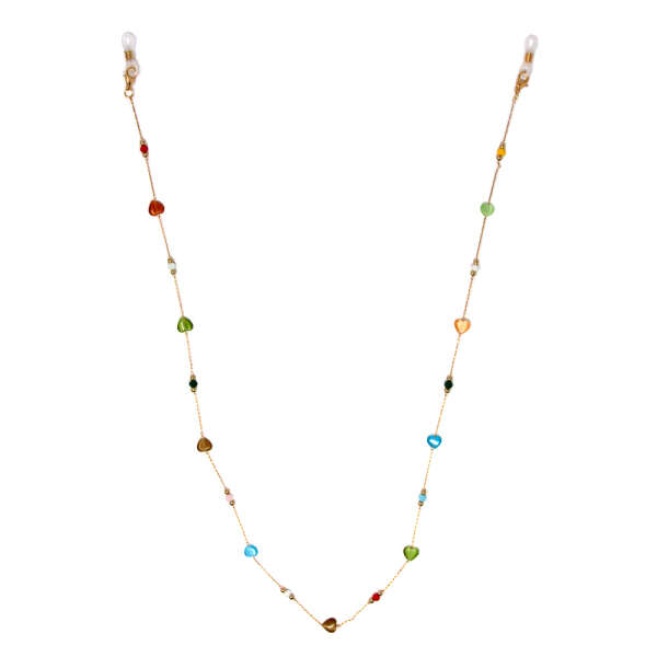 2 IN 1 CHAIN DIFFERENT COLORS CAT'S EYES STONES | 81203 - Image 