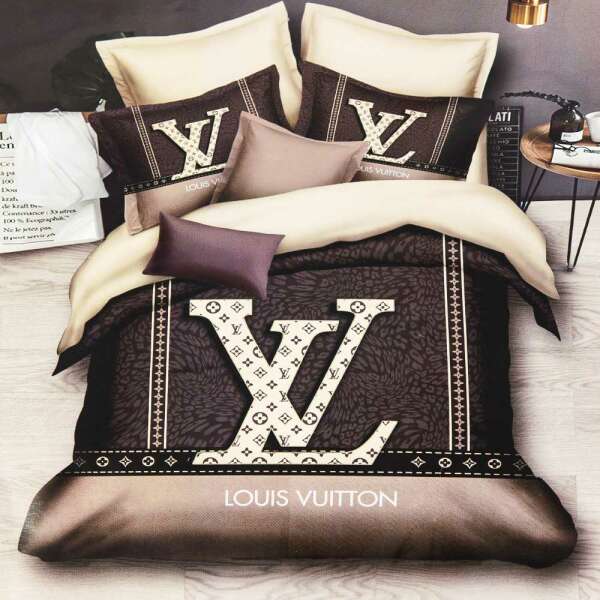 BEDSHEET WITH PILLOW CASE LOUIS VUITTON DARK BROWN HIR LV BRUIN HSDS Online