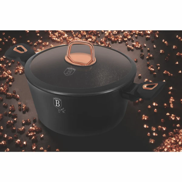 BERLINGER HAUS BLACK ROSE GOLD CASSEROLE POT WITH LID | VARIETY - Image 