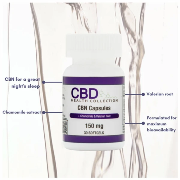 CBD HEALTH COLLECTION CBN CAPSULES WITH CHARMOMILE & VALERIAN ROOT 150 MG | CBDHC CONSUMABLES C - Image 
