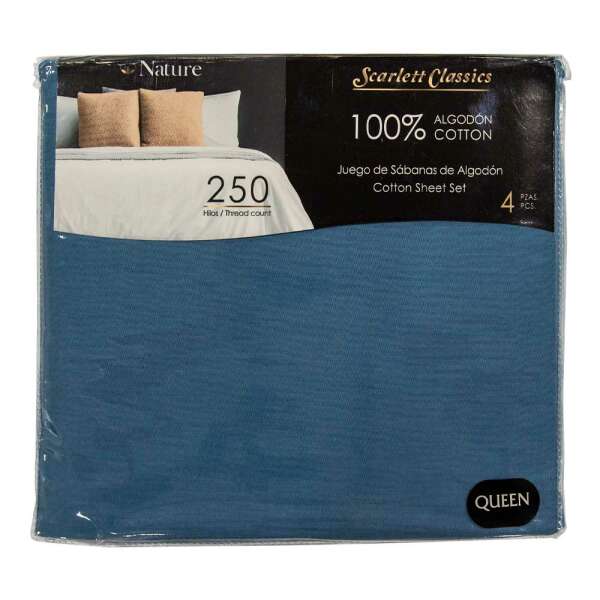 SCARLETT CLASSICS QUEEN SHEETS SET 250 THREAD COTTON | NV-1273 - Image 