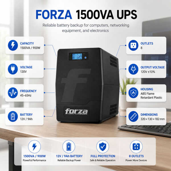 FORZA 8 OUTLETS 1500VA/900W 120V UPS | SL-1501UL - Image 