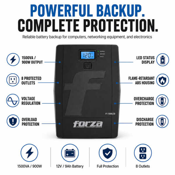 FORZA 8 OUTLETS 1500VA/900W 120V UPS | SL-1501UL - Image 