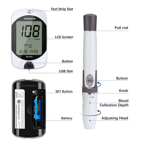 METENE BLOOD GLUCOSE MONITOR KIT | TD-4416 - Image 