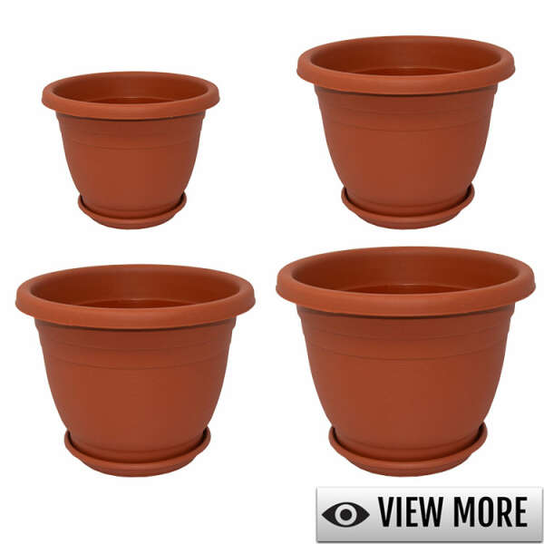 FLOWER POT PLASTIC BROWN | VARIETY - Image 1