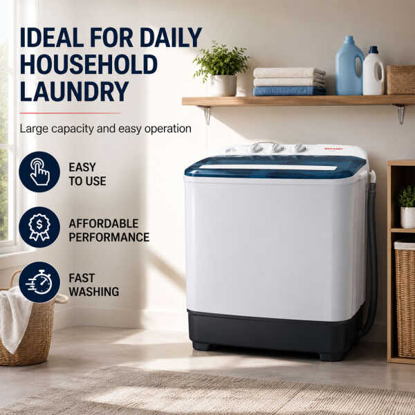 SHARP 8KG TWIN TUB SEMI AUTOMATIC WASHING MACHINE 110V WHITE | MN-8KGT - Image 