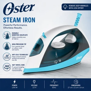 OSTER STEAM IRON WITH NON-STICK SOLEPLATE | GCSTBS6004 - Image 