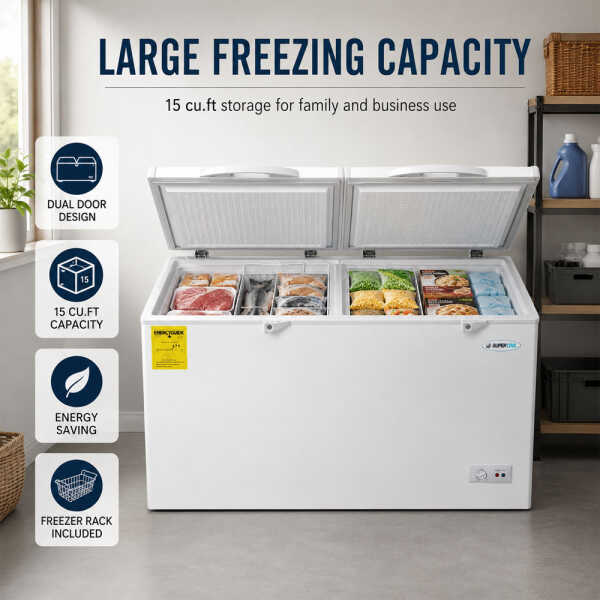SUPERCOOL DUAL WHITE 15 CU.FT CHEST FREEZER | XF-420 - Image 