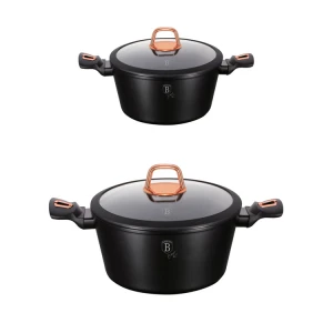 BERLINGER HAUS BLACK ROSE GOLD CASSEROLE POT WITH LID | VARIETY - Image 