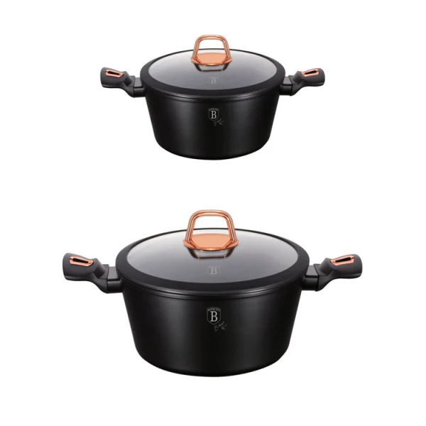 BERLINGER HAUS BLACK ROSE GOLD CASSEROLE POT WITH LID | VARIETY - Image 1