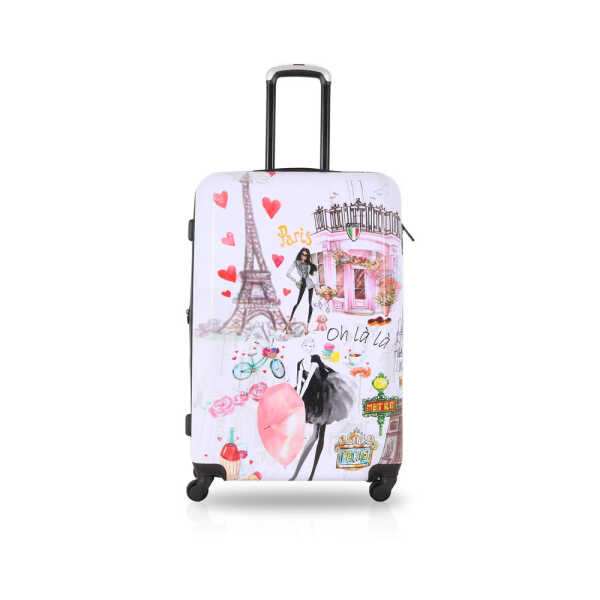 TUCCI ITALY PARIS LOVE ART SPINNER WHEEL ANI-SCRATCH SUITCASE | VARIETY - Image 