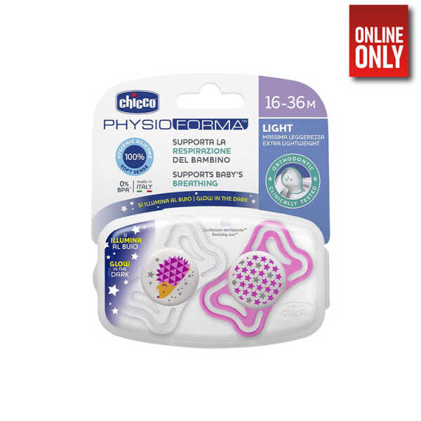 CHICCO 2PCS PACIFIER PHYSIO LIGHT LUMI 16-36M | 8058664097289 - Image 1