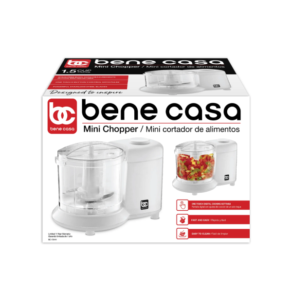 BENE CASA 1.5 CUP MINI CHOPPER WHITE | BC-72846 - Image 